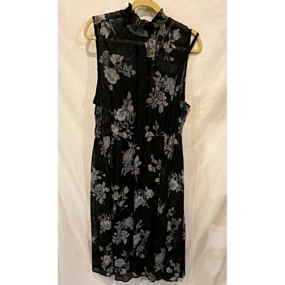 Torrid Black/Gray Floral A-Line Chiffon High Neck Sleeveless Dress 2XL